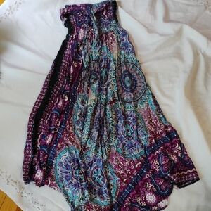 India Boutique Purple and Green Maxi A-Line Skirt